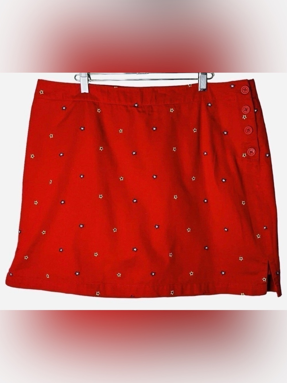 Vintage Liz Claiborne Red Mini Skort Skirt with Star Motif
